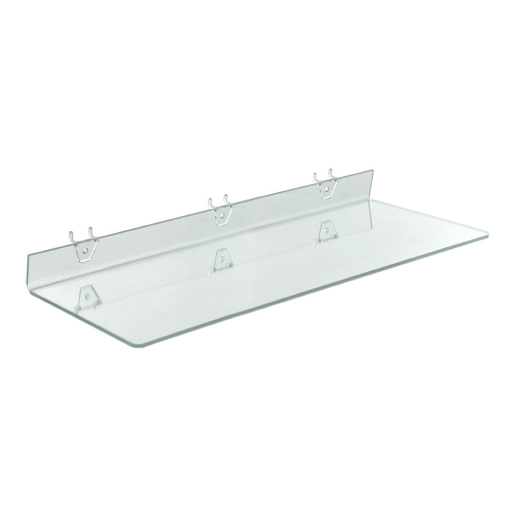 Azar Displays Acrylic Shelves For Pegboard And Slatwall Systems, 24in x 8in, Clear, Pack Of 4 Shelves