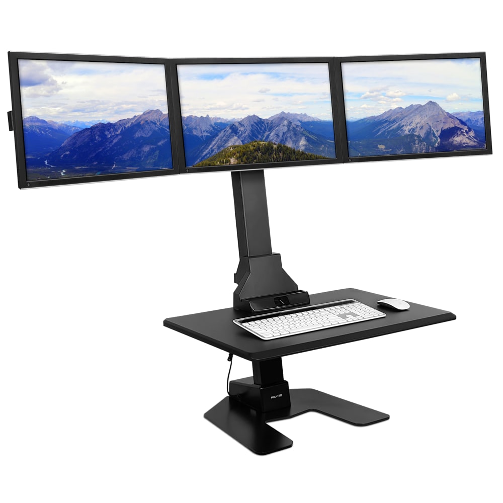 Mount-It! MI-7983 Triple-Monitor Electric Standing Desk Riser, Black