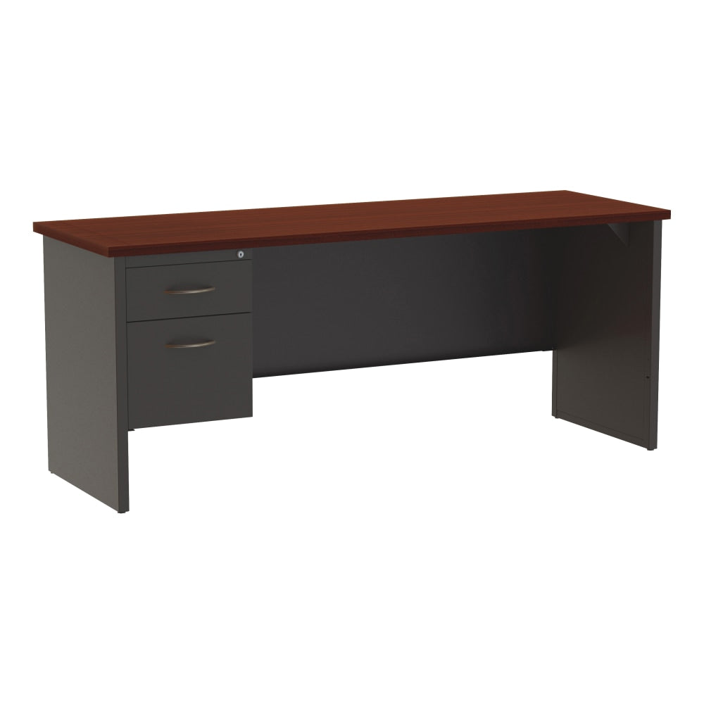 WorkPro Modular 72inW x 24inD Left-Pedestal Computer Desk, Charcoal/Mahogany