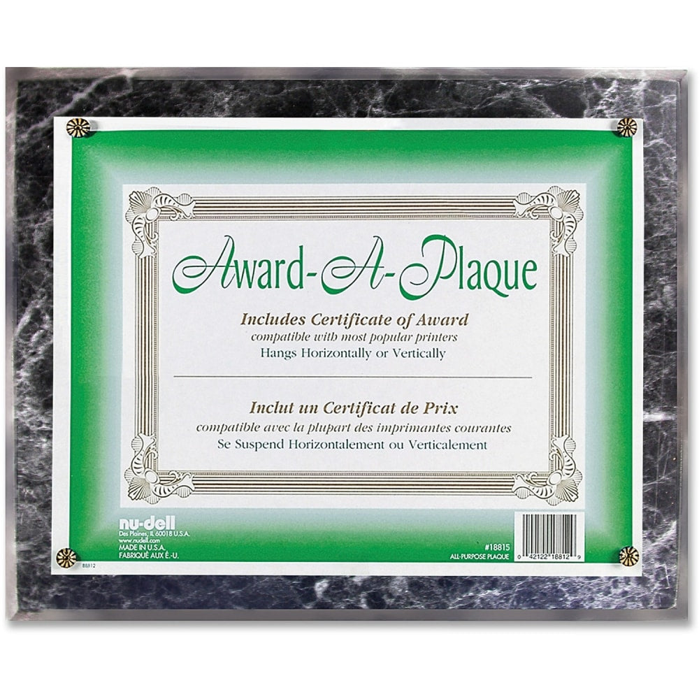 Nu-Dell Award-A-Plaque, 13in x 10 1/2in, Black Marble