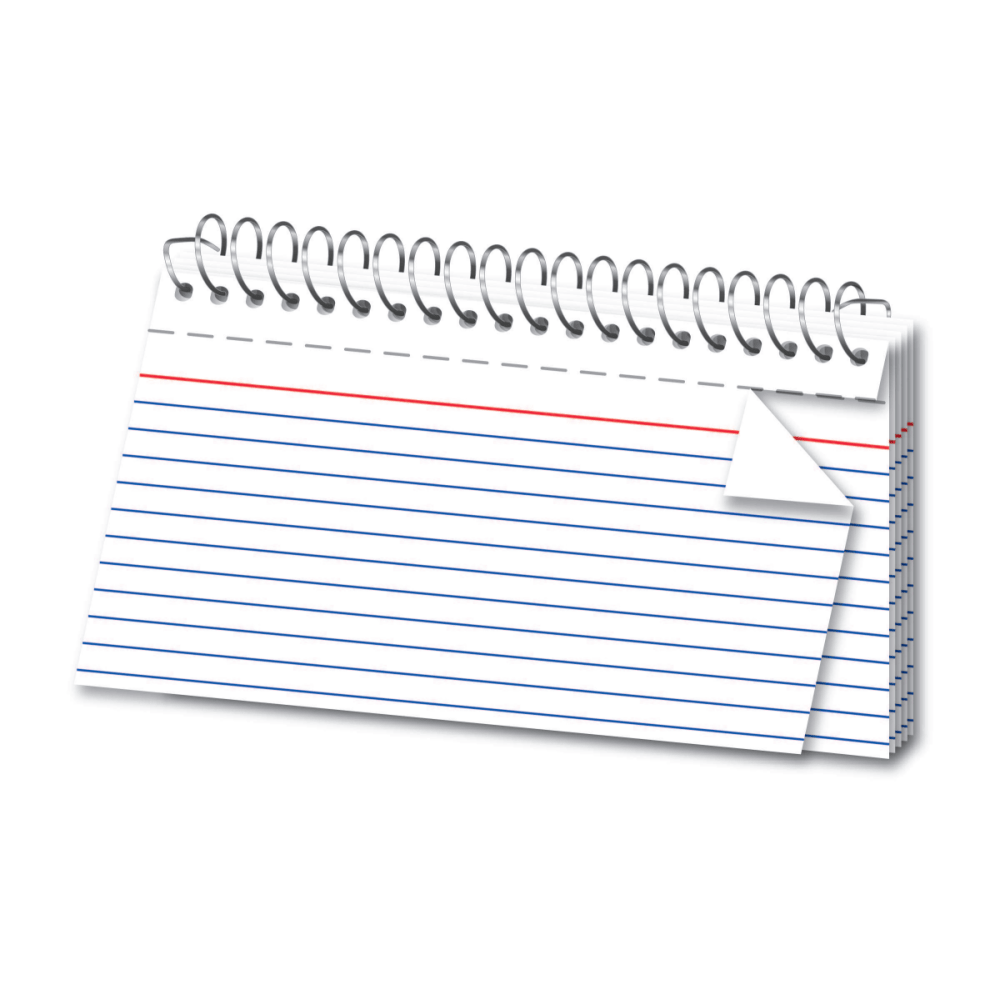 Office Depot Brand Spiral Ruled Index Cards, 3in x 5in, White, Pack Of 50