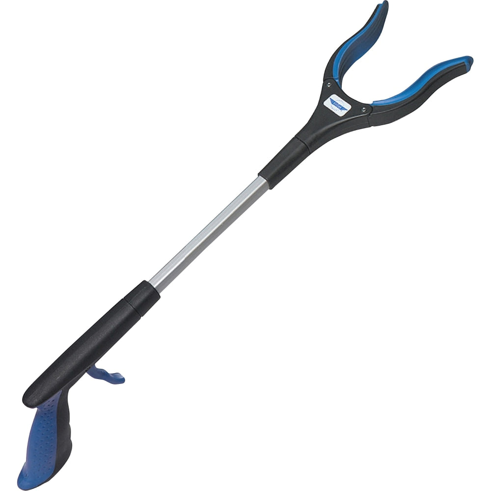 Ettore Grip N Grab Multipurpose Pickup Tool - 16in Reach - Articulating Head, Rust Proof, Comfortable Handle, Lightweight - Rubber, Aluminum, Plastic - Blue - 1 Each