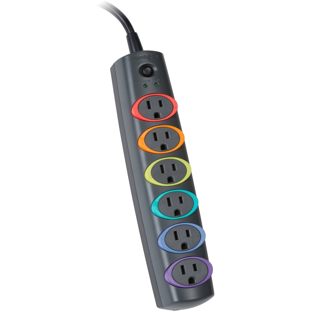 Kensington SmartSockets Premium Surge Protector, 1260 Joules, 6-Outlet, 8ft Cord