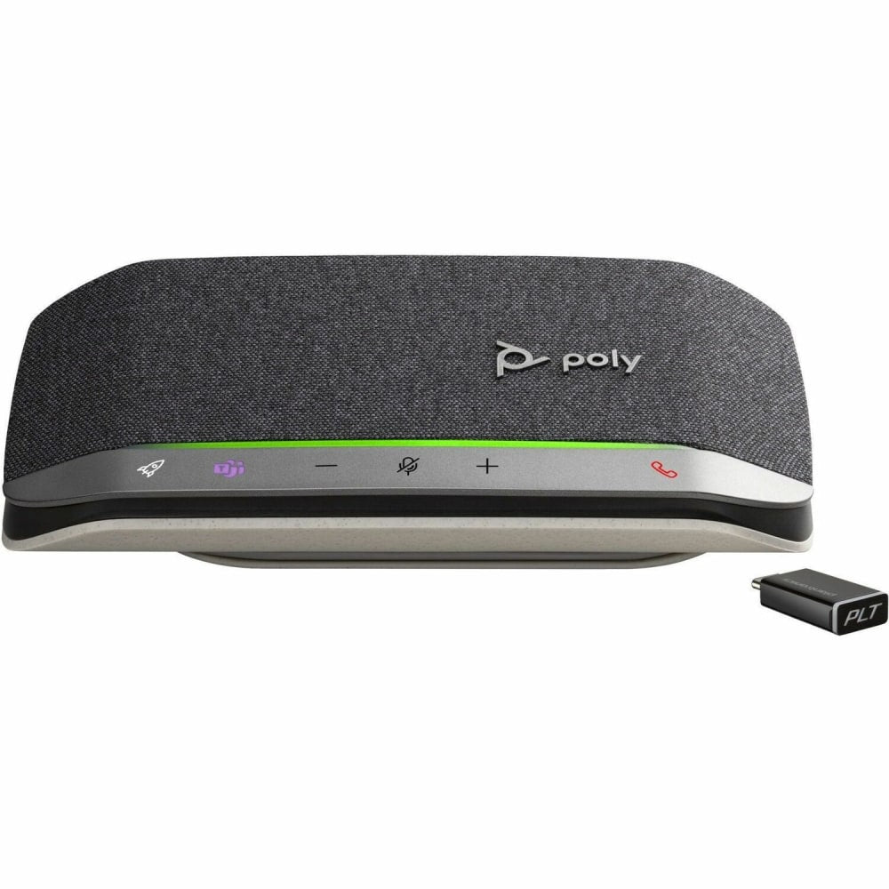 Poly Sync 20+ Wired/Wireless Bluetooth Speakerphone - Microsoft Teams - Silver - 3 x Bi-directional Microphone(s) - 40 mm Speaker(s)