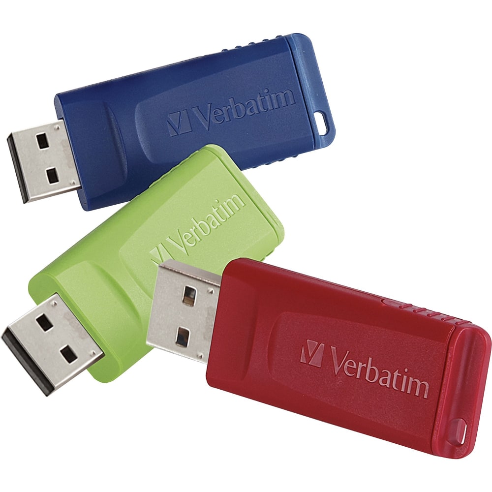 Verbatim 32GB Store "n Go USB Flash Drive - 3pk - Red, Green, Blue - 32GB - 3pk - Red, Blue, Green