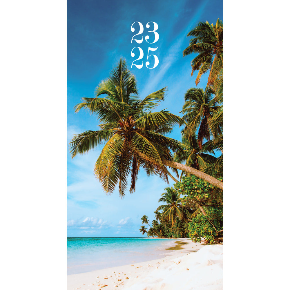 2023-2025 Willow Creek Press Checkbook 2-Year Monthly Academic Pocket Planner, 6-1/2in x 3-1/2in, Tropical Beach, July 2023 To June 2025