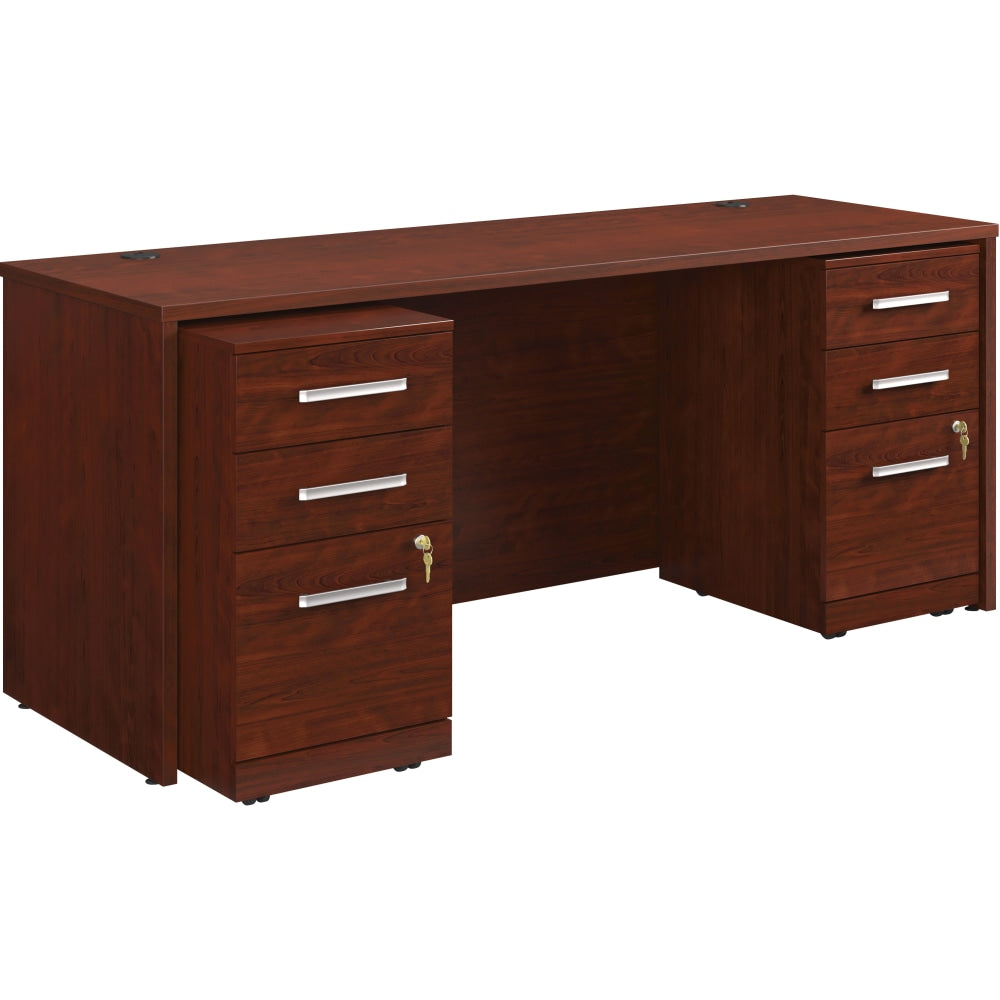 Sauder Affirm Collection Executive Desk With Two 3-Drawer Mobile Pedestal Files, 72inW x 24inD, Classic Cherry