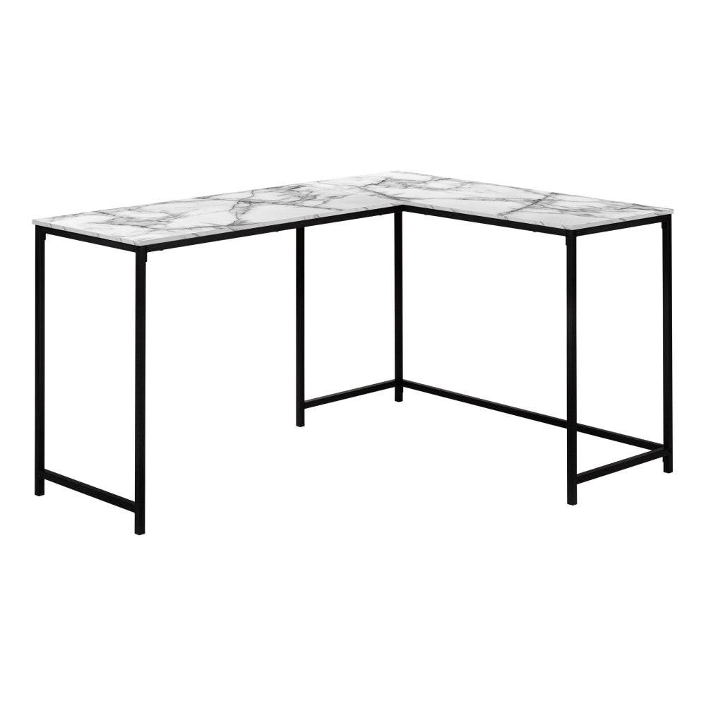 Monarch Specialties Barry 59inW L-Shaped Corner Desk, White Marble