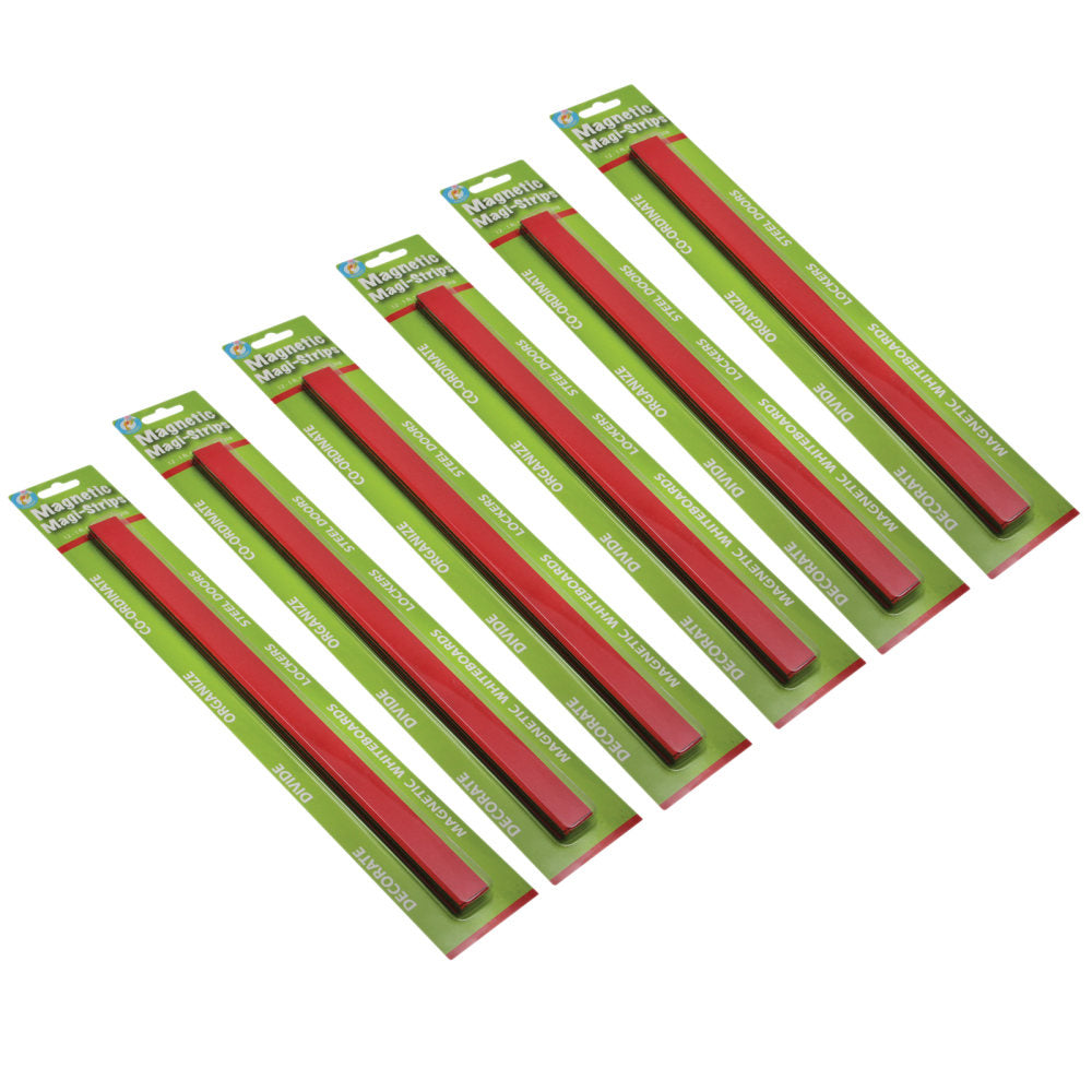 Ashley Productions Magnetic Magi-Strips Pack, 3/4in x 12', Red, 12 Strips Per Pack, Set Of 6 Packs