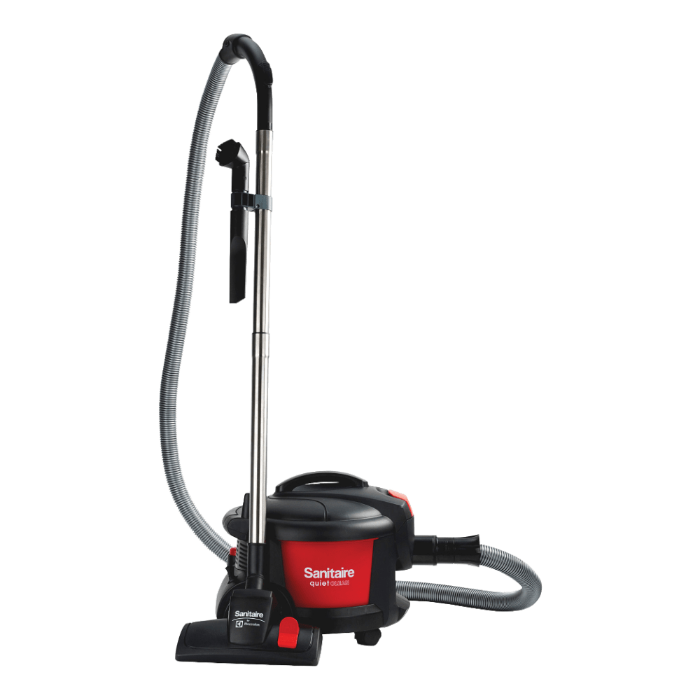 Sanitaire Quiet Clean Bagless Canister Vacuum, Black/Red