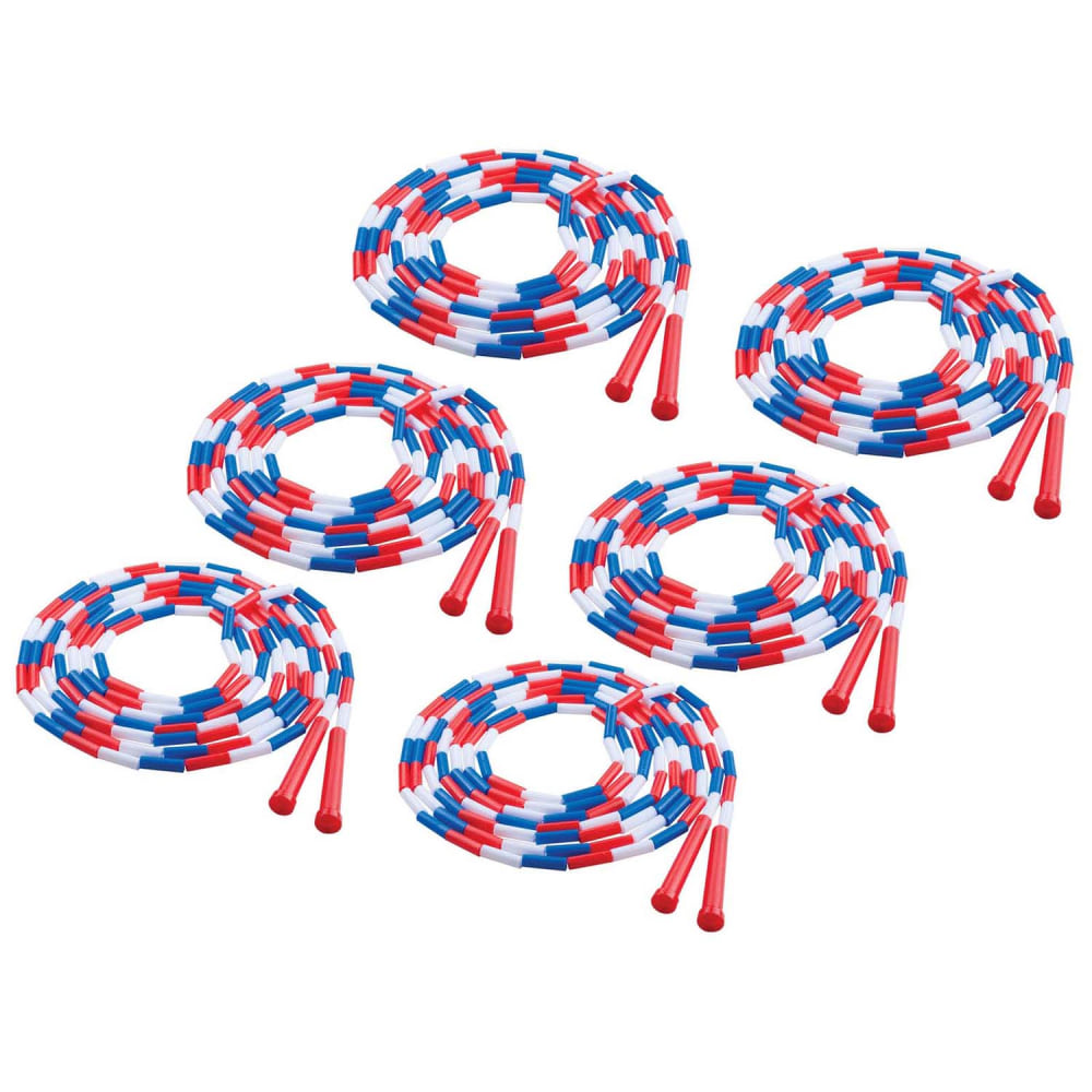 Champion Sports Plastic Segmented Jump Ropes, 16ft, Red/White/Blue, Pack Of 6 Jump Ropes