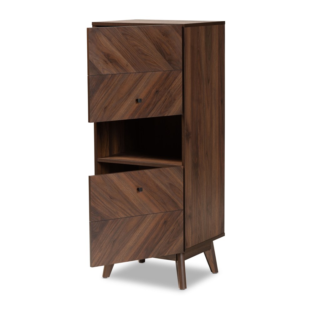 Baxton Studio Hartman 19inW Storage Cabinet, Walnut Brown