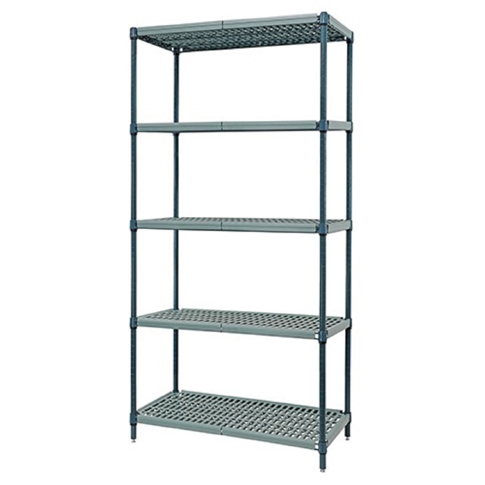 Quantum Proform Wire Shelving Unit, 5 Shelf, 74inH x 48inW x 18inD, Green