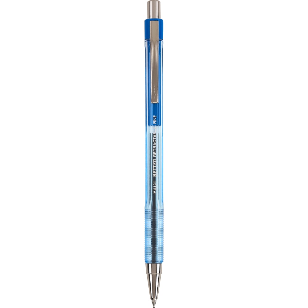 Pilot Better Retractable Ballpoint Pens, Fine Point, 0.7 mm, Translucent Blue Barrel, Blue Ink, Pack Of 12 Pens