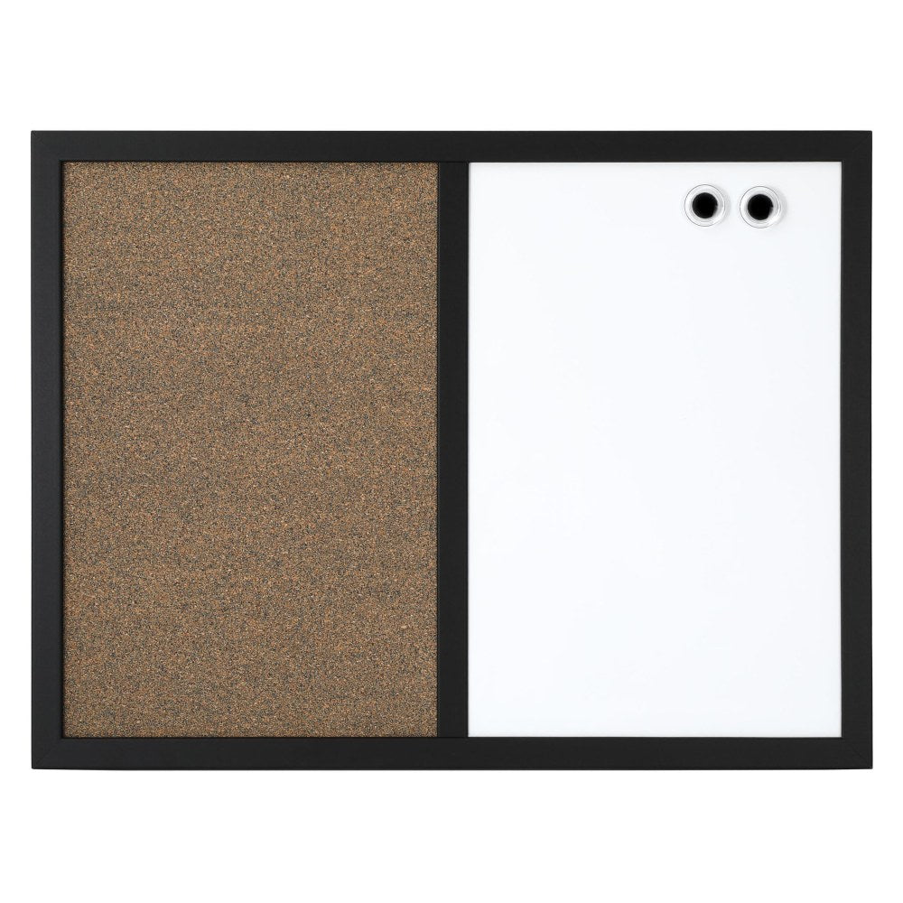 Realspace Magnetic Dry-Erase Whiteboard/Cork Bulletin Board, 18in x 24in, Black Frame