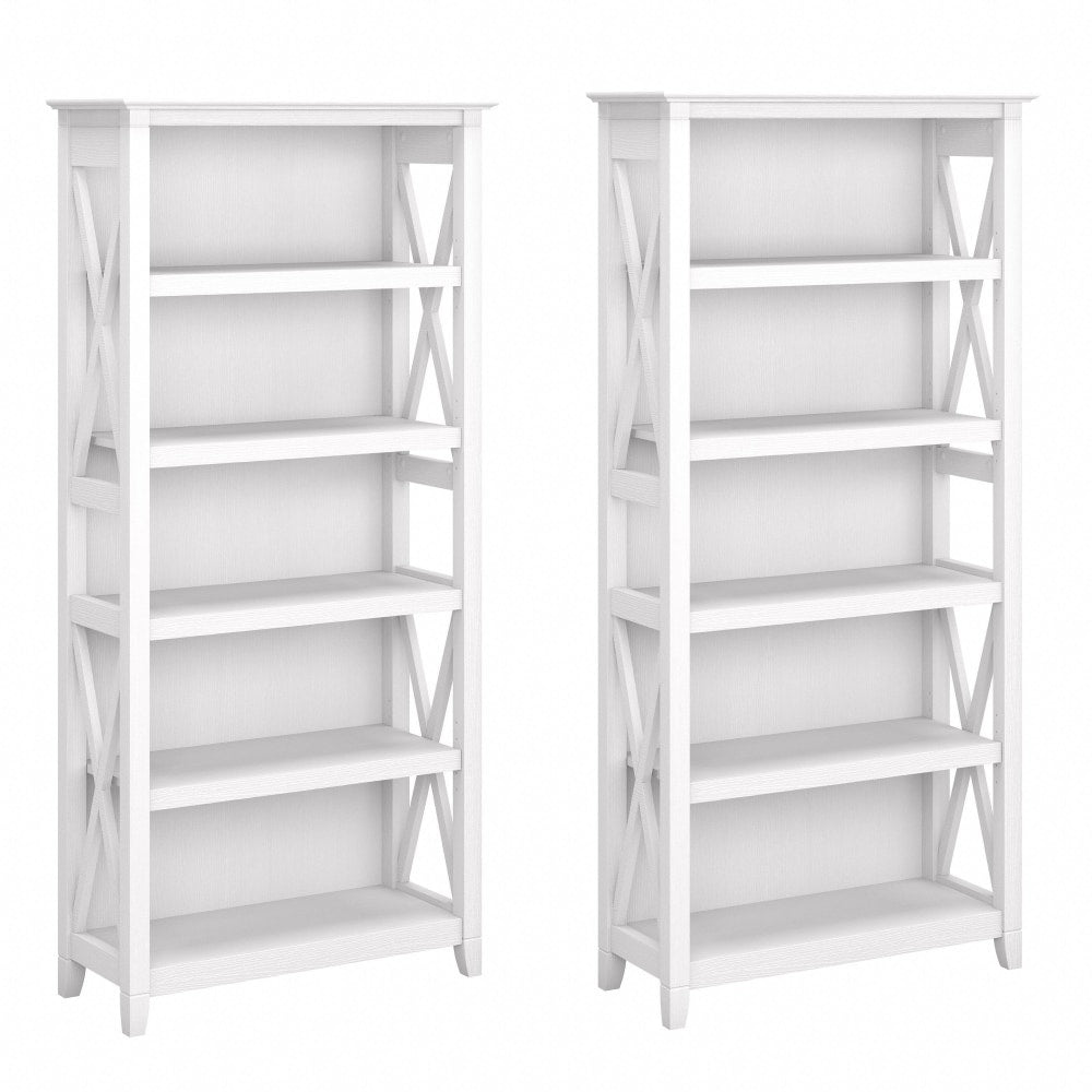 Bush Business Furniture Key West 66inH 5-Shelf Bookcase Set, Pure White Oak, Standard Delivery