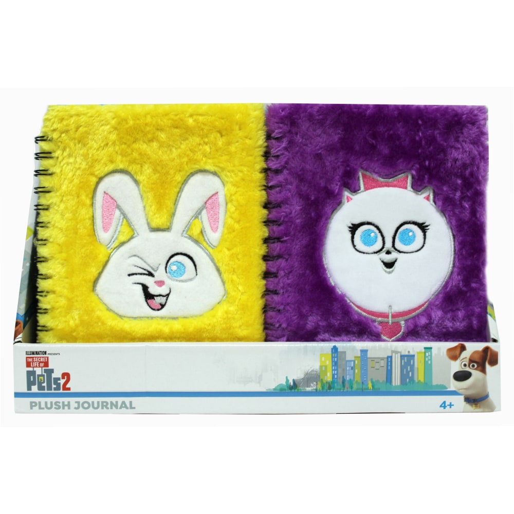 Inkology Secret Life Of Pets Plush Journals, 5-7/8in x 8-1/4in, Wide Ruled, 60 Sheets, Assorted Colors, Pack Of 8 Journals