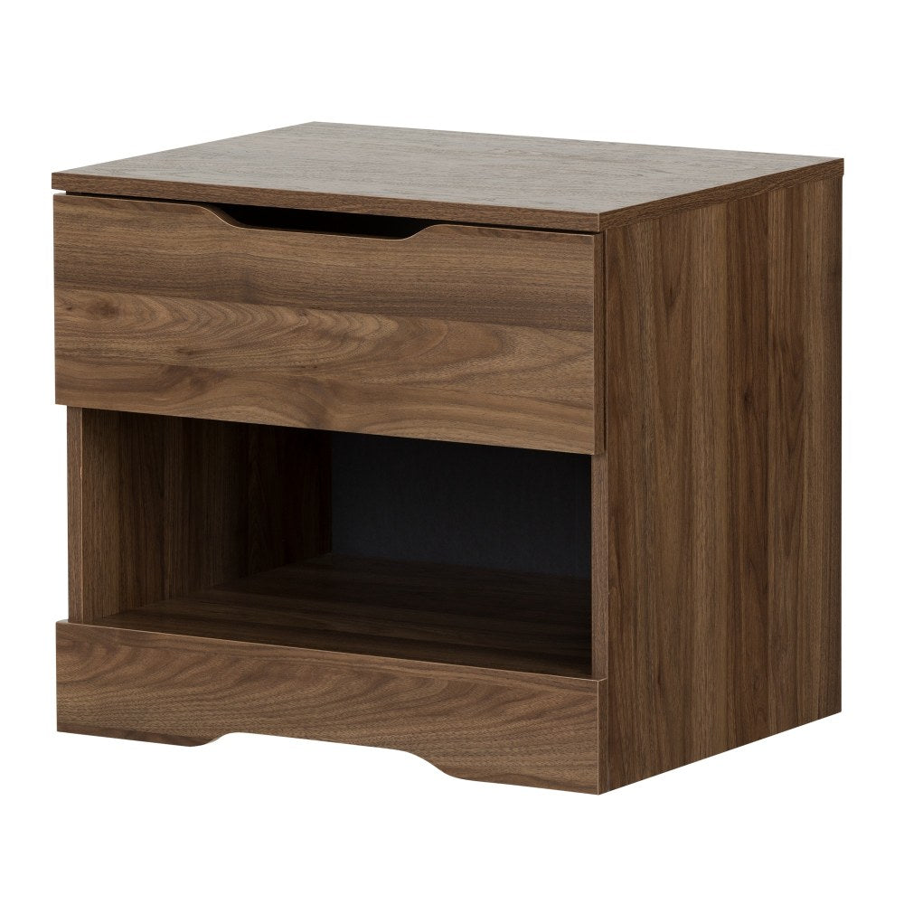 South Shore Holland 1-Drawer Nightstand, 19-3/4inH x 22-1/4inW x 17inD, Natural Walnut