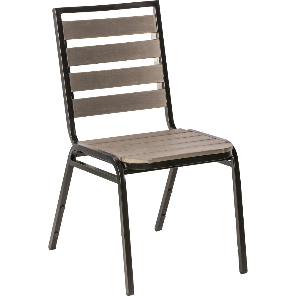 Lorell Faux Wood Outdoor Chairs, Charcoal/Black, Set Of 4 Chairs