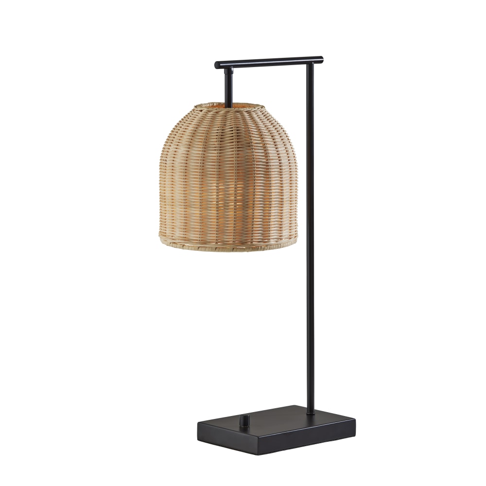 Adesso Bahama Table Lamp, 23inH, Natural Rattan/Black