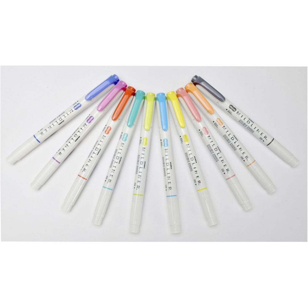 Zebra Pen Mildliner Double Ended Highlighter - Fine, Bold Marker Point - Bullet, Chisel Marker Point Style -  10 / Pack