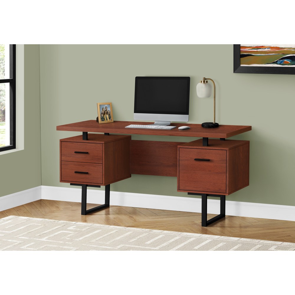 Monarch Specialties Violet 60inW Computer Desk, Cherry