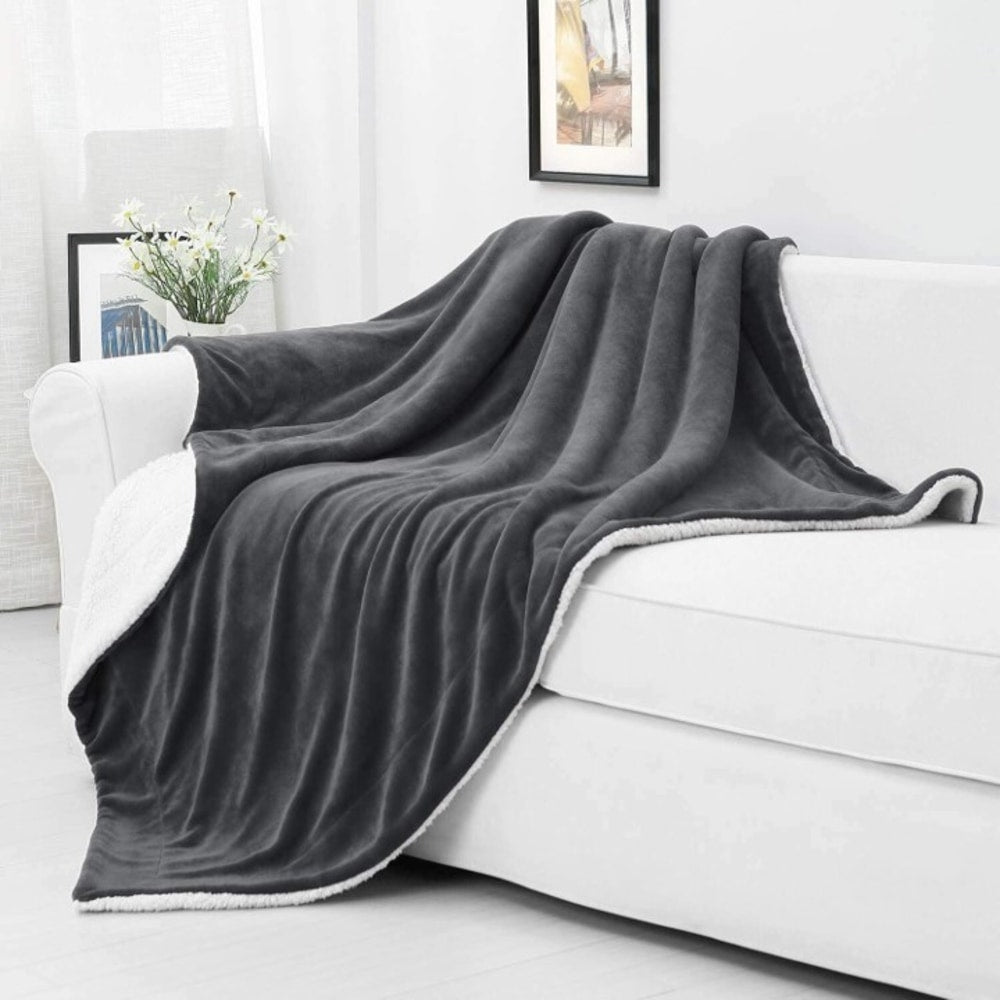 Sedona House Westinghouse Plush Sherpa Throw, 60in x 70in, Gray