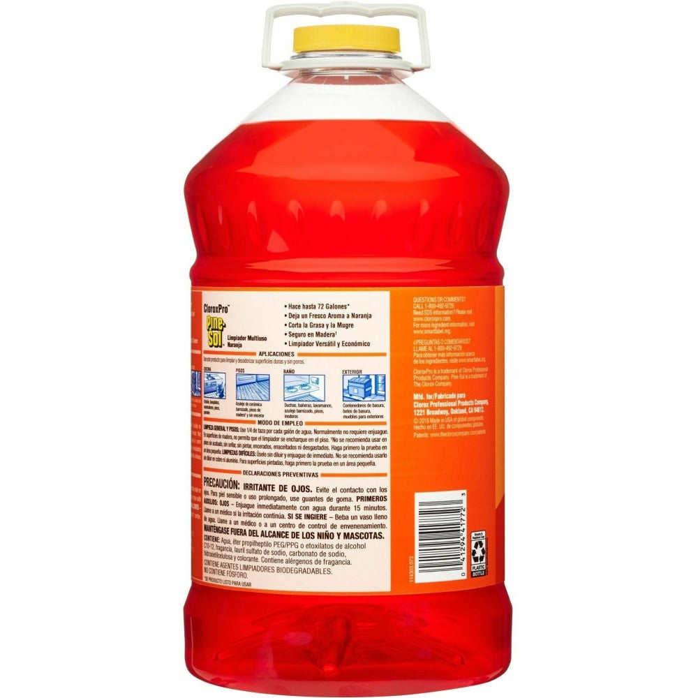 CloroxPro Pine-Sol All Purpose Cleaner - Concentrate - 144 fl oz (4.5 quart) - Orange Energy Scent - 126 / Pallet - Water Soluble, Deodorize, Residue-free, Antibacterial - Orange