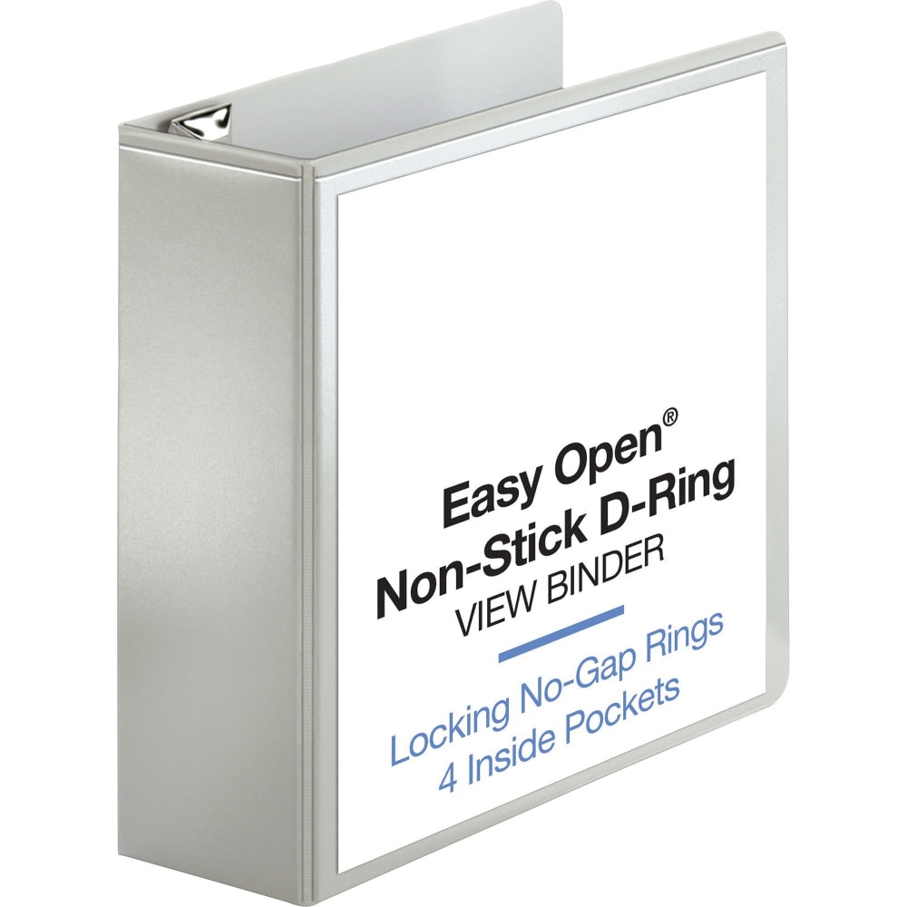 Sparco Locking View 3-Ring Binder, 4in D-Rings, 44% Recycled, White