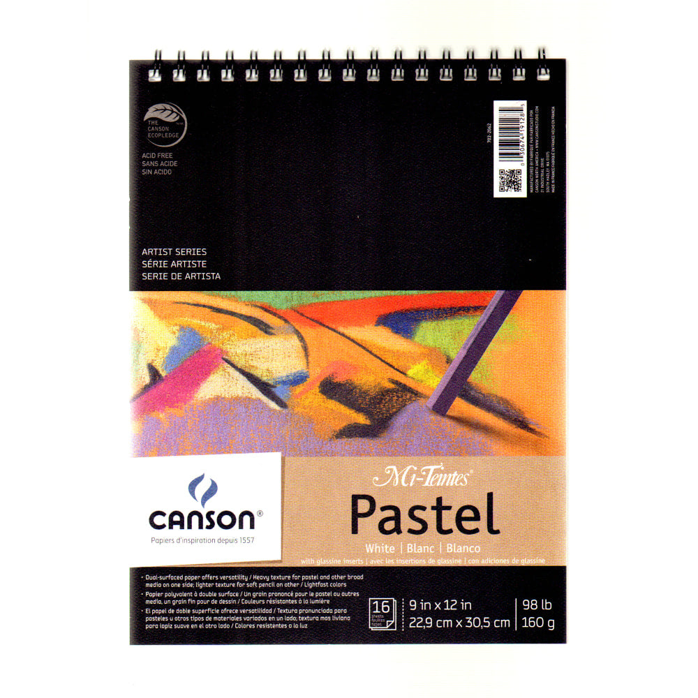 Canson Mi-Teintes Pastel Pad With Interleavings, 9in x 12in, White, 16 Sheets