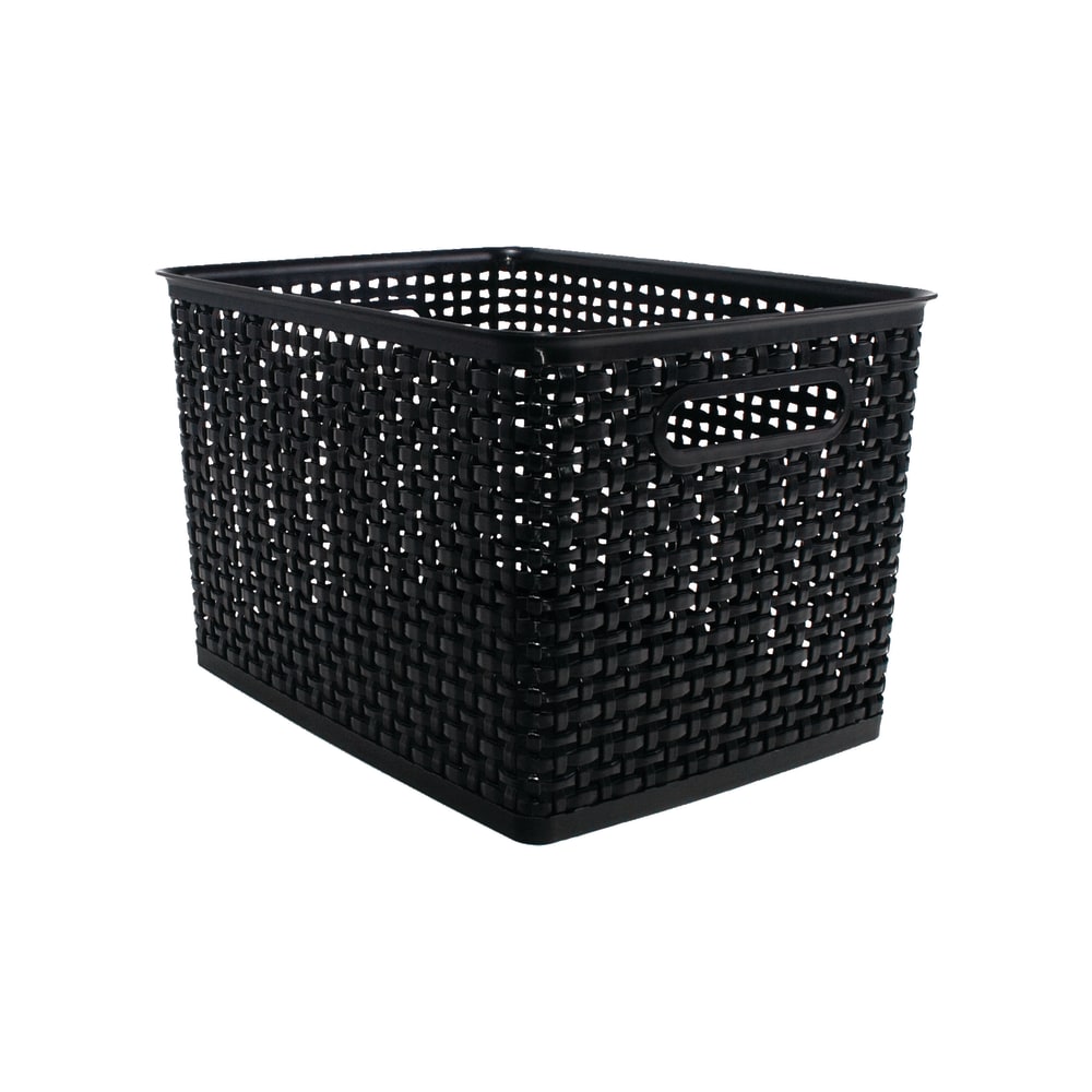 Realspace Plastic Weave Bin, Large Size, Black