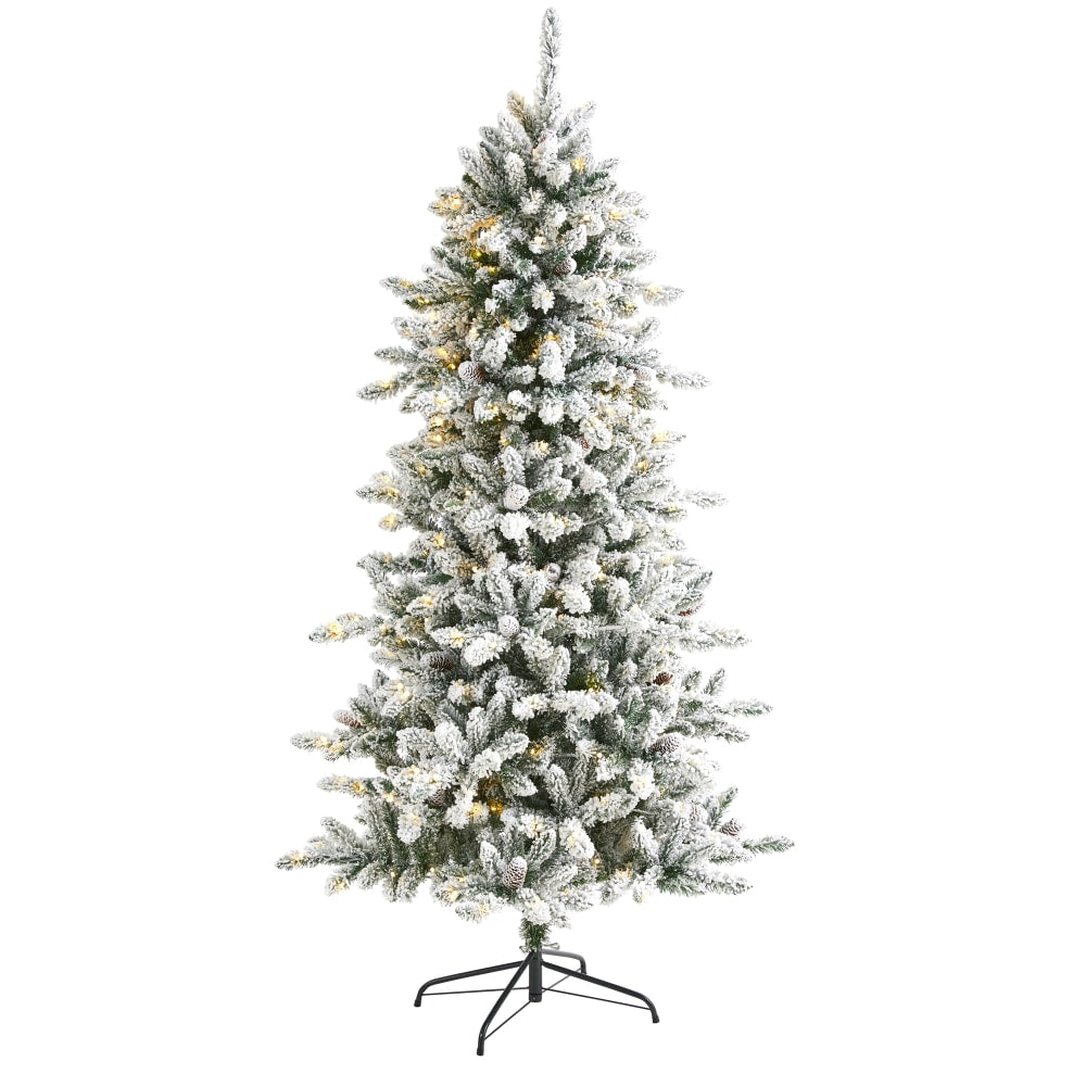 Nearly Natural Flocked Livingston Fir Artificial Christmas Tree, 6'