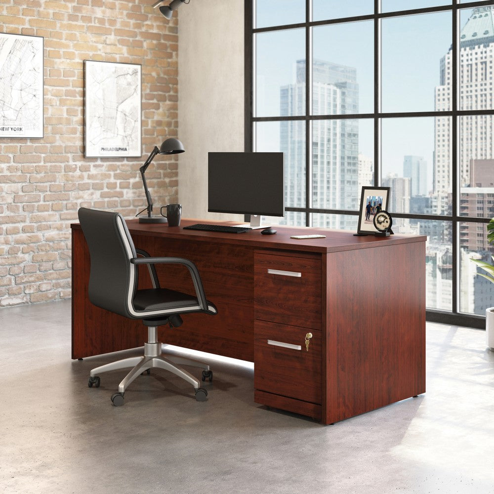 Sauder Affirm Collection Executive Desk With 2-Drawer Mobile Pedestal File, 72inW x 30inD, Classic Cherry