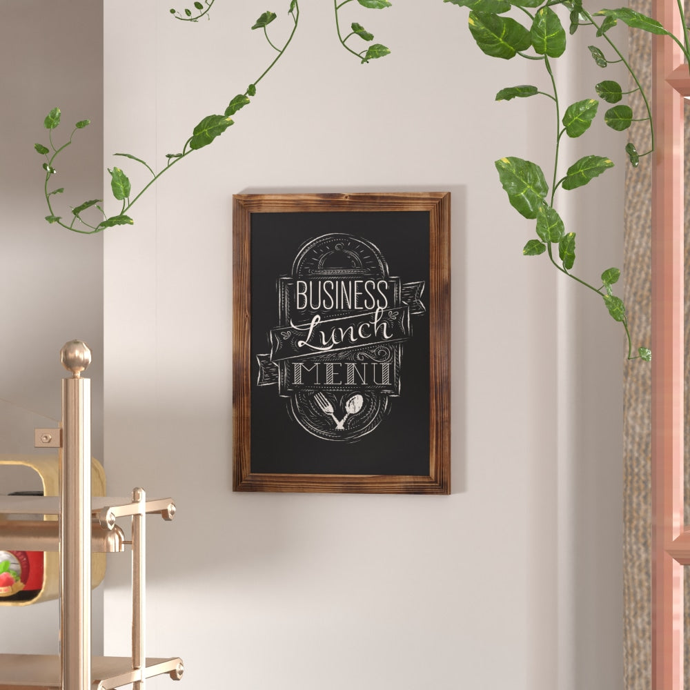 Flash Furniture Canterbury Wall Mount Magnetic Chalkboard Sign, 18in x 24in, Torched Brown