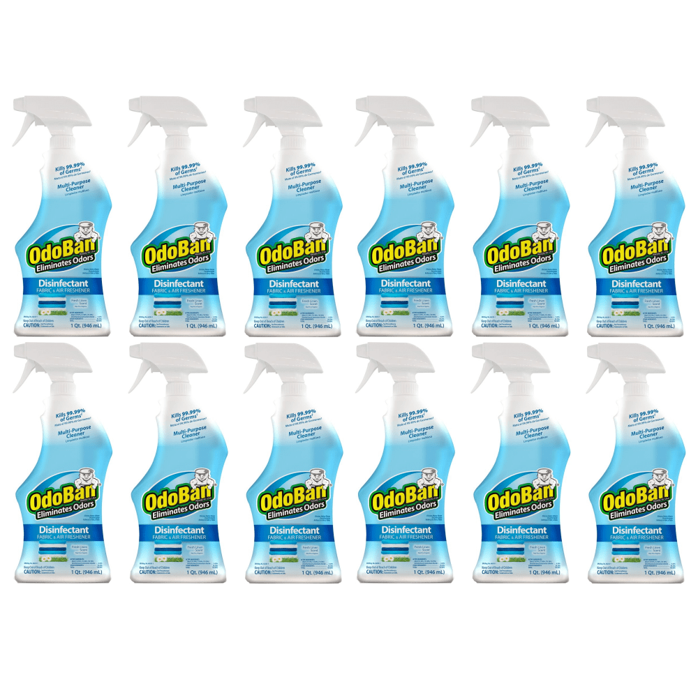 OdoBan Odor Eliminator Disinfectant Spray, Fresh Linen Scent, 32 Oz, Case Of 12 Bottles