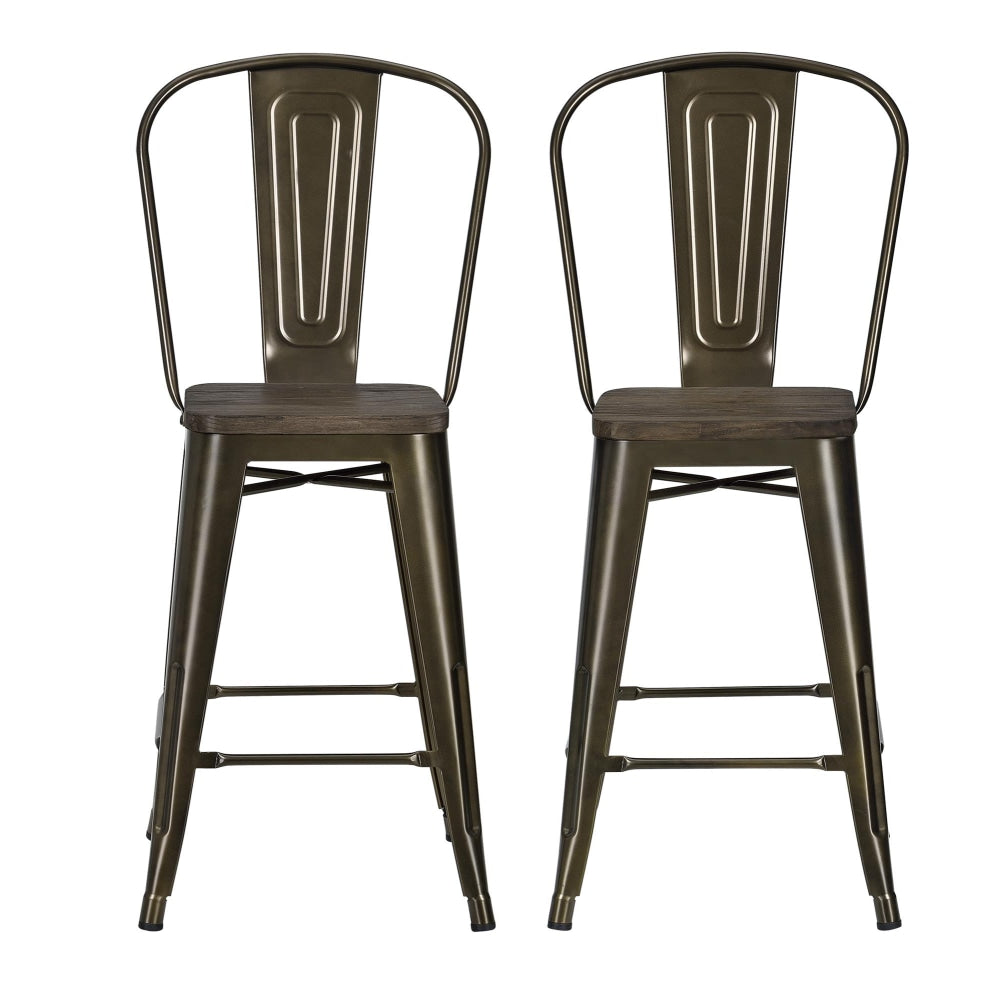 DHP Luxor Metal Counter Stool, Bronze, Set Of 2