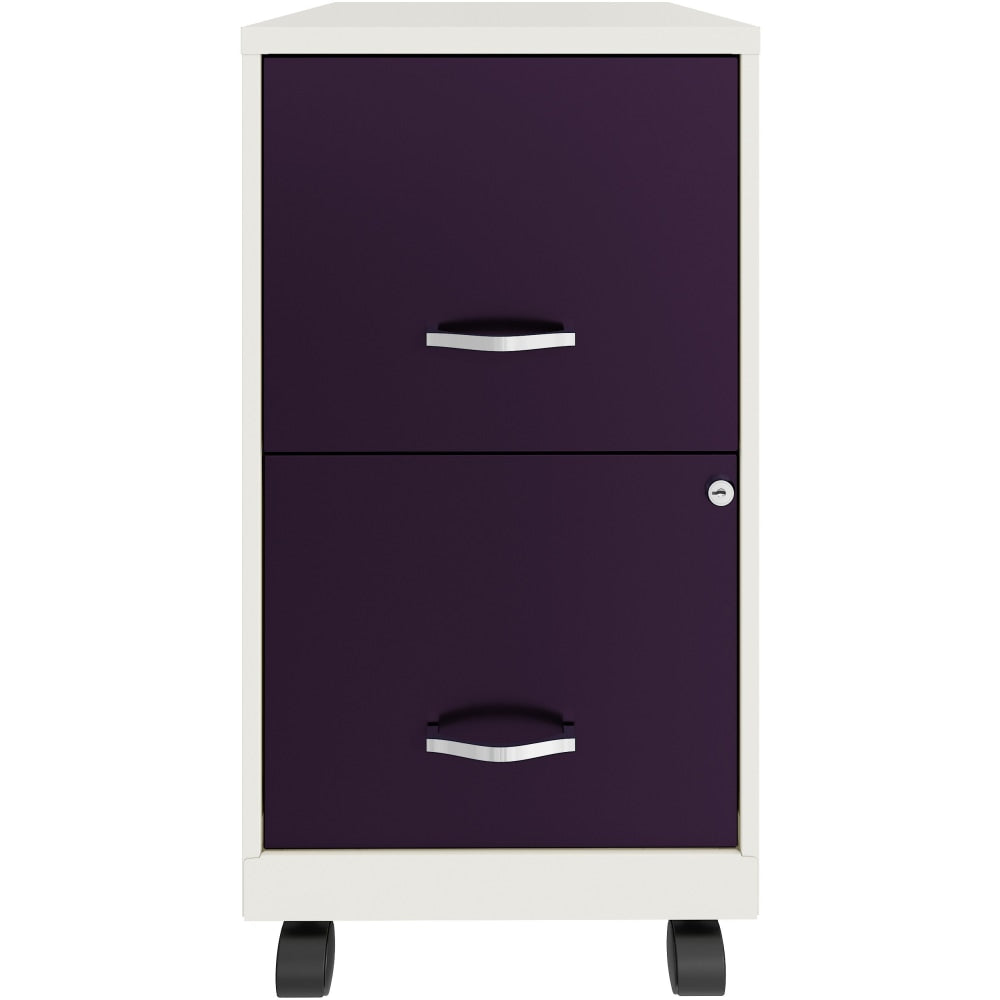 Realspace SOHO Smart 18inD Vertical 2-Drawer Mobile File Cabinet, White/Purple