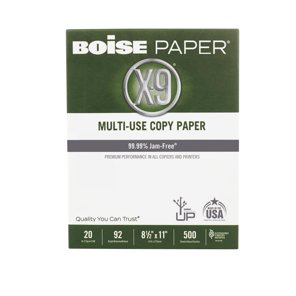 Boise X-9 Multi-Use Printer & Copy Paper, White, Letter (8.5in x 11in), 500 Sheets Per Ream, 20 Lb, 92 Brightness