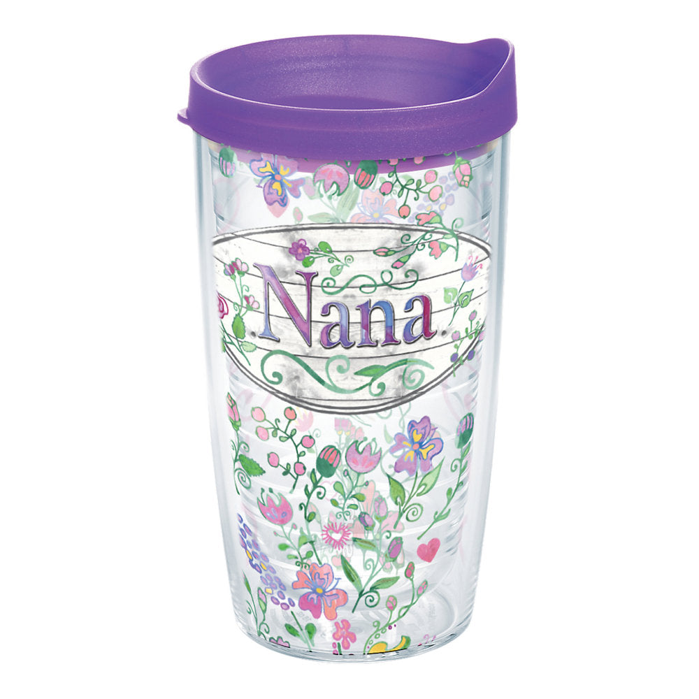 Tervis Hallmark Nana Floral Tumbler With Lid, 16 Oz, Clear