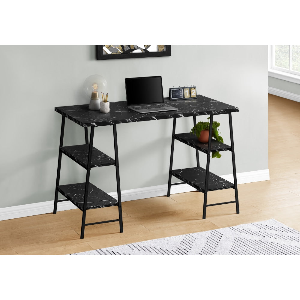 Monarch Specialties Wincey 48inW Computer Desk, Black Marble-Look