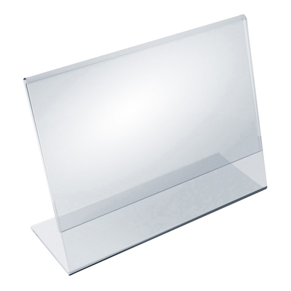 Azar Displays Acrylic Horizontal L-Shaped Sign Holders, 5inH x 7inW x 3inD, Clear, Pack Of 10 Holders