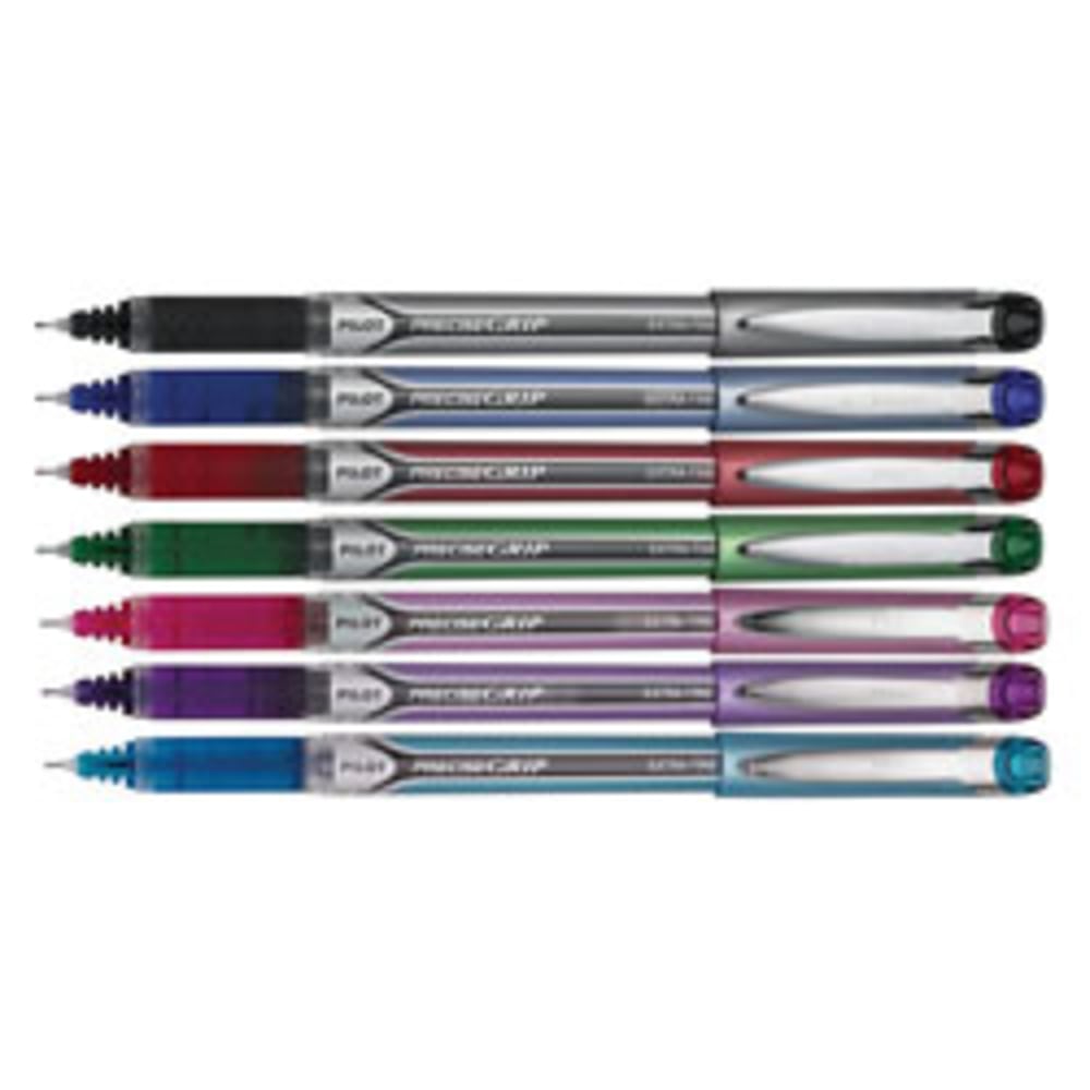 Pilot Precise Grip Liquid Ink Rollerball Pens, Needle Point, 0.5 mm, Assorted Metallic Barrels, Assorted Ink Colors, Pack Of 7 Pens