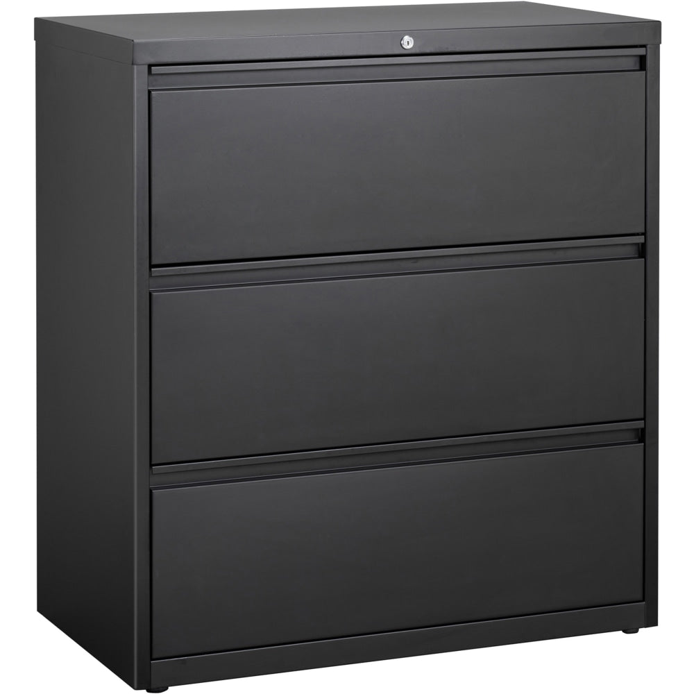 Lorell 36inW x 18-5/8inD Lateral 3-Drawer Letter/Legal File Cabinet, Black