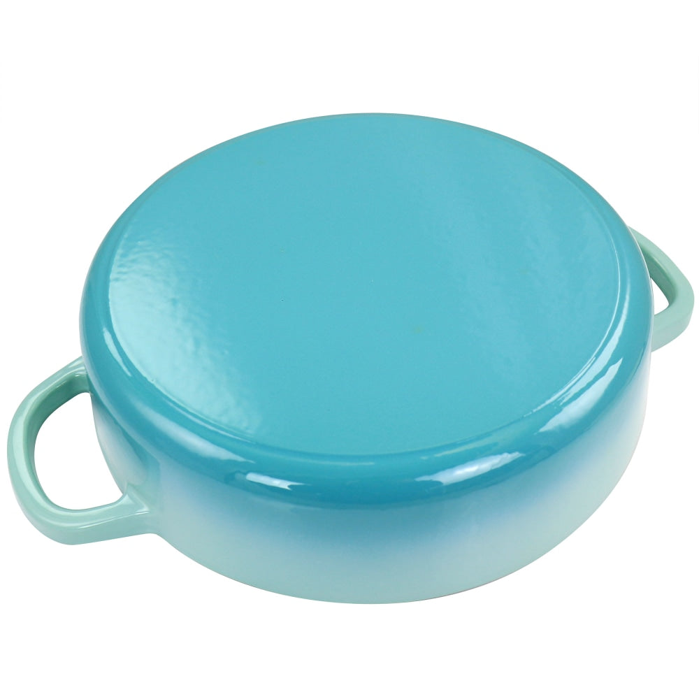 Crock-Pot Artisan 5-Quart Enameled Cast Iron Braiser Pan, Gradient Aqua Blue