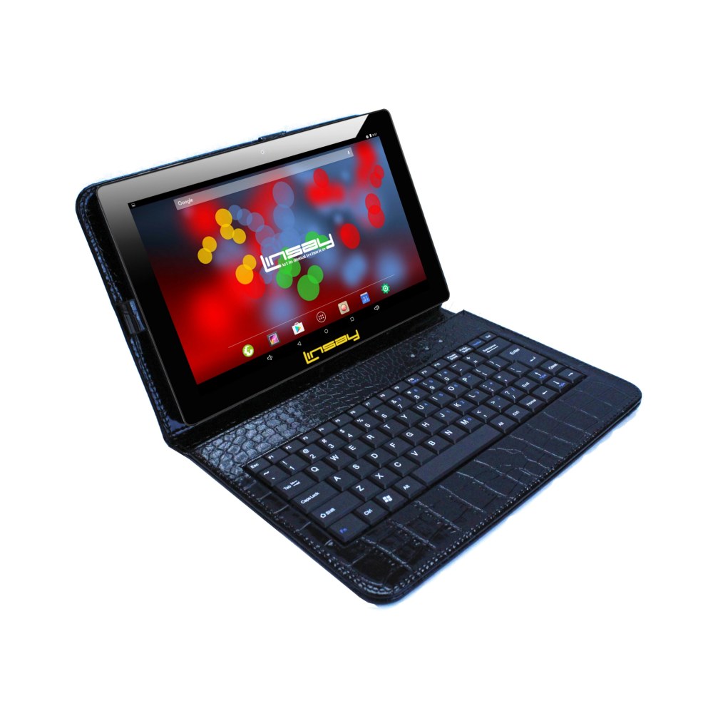 Linsay F10IPS Tablet, 10.1in Screen, 2GB Memory, 64GB Storage, Android 13, Black Crocodile Keyboard