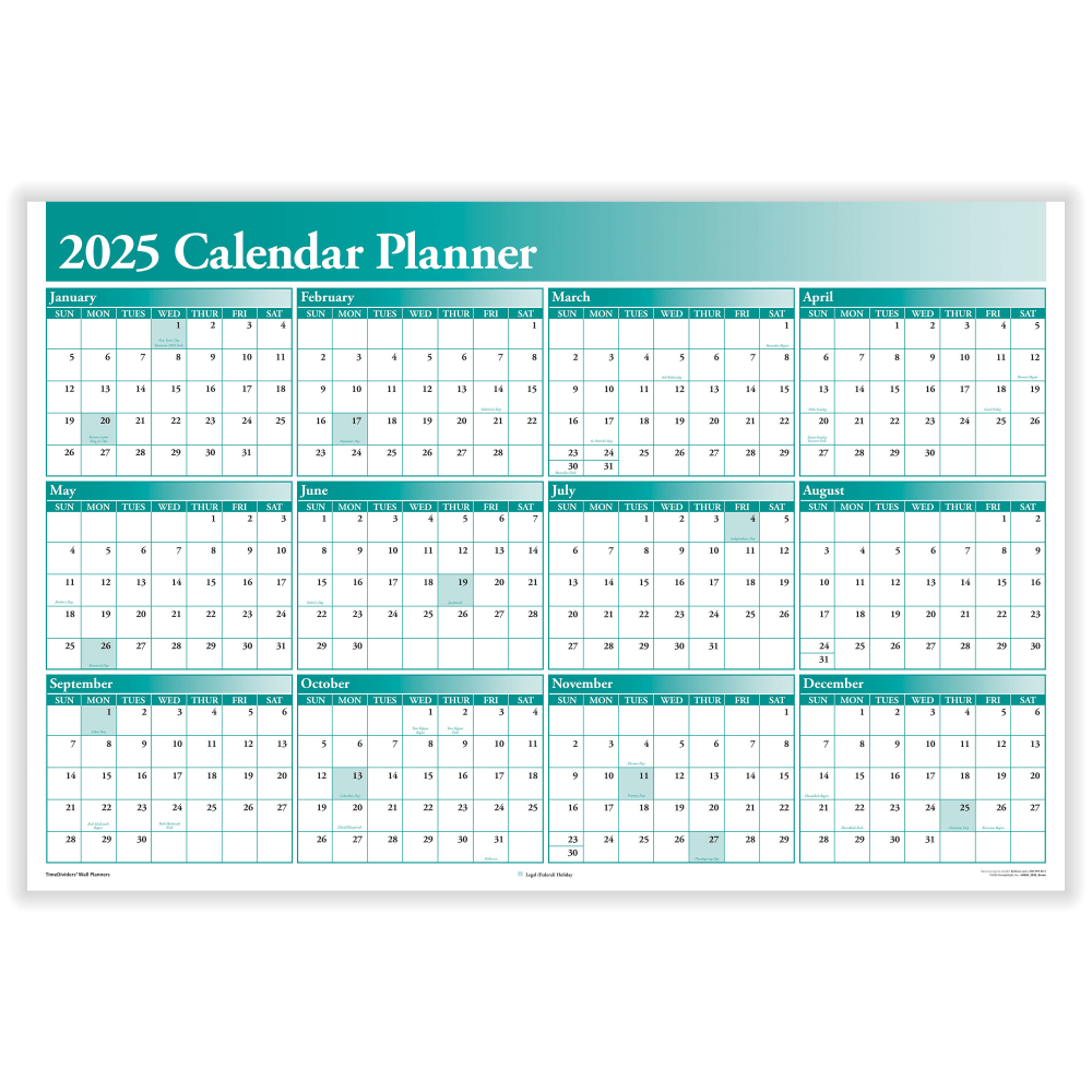 ComplyRight 2024 Calendar Planner, 36in x 24in, Green