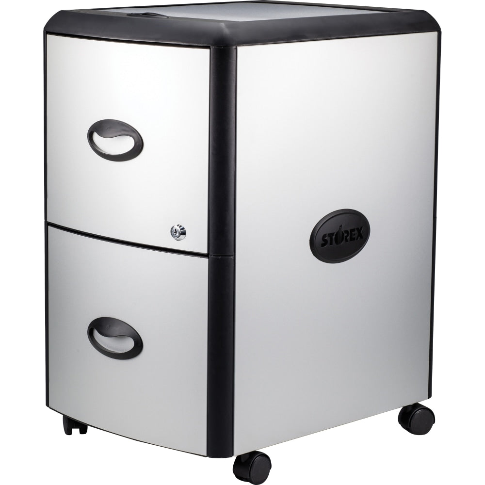 Storex 18inD Vertical Mobile File Cabinet, Platinum/Gray