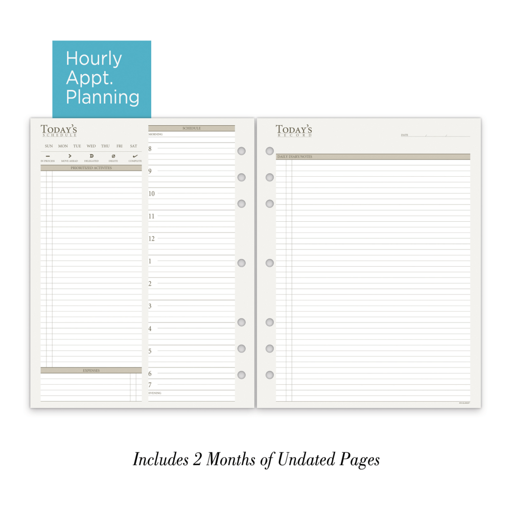 AT-A-GLANCE 2-Month Daily Planner Calendar Refill, 8-1/2in x 11in, White, 038-2