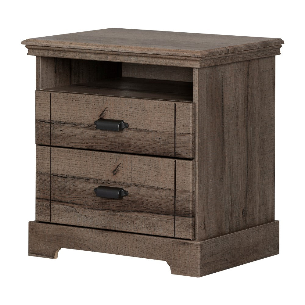 South Shore Avilla 2-Drawer Nightstand, 25inH x 24-1/2inW x 17-1/2inD, Fall Oak