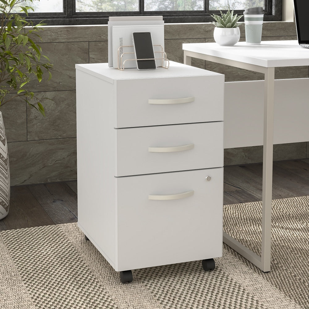 Bush Business Furniture Hybrid 28inD Vertical 3-Drawer Mobile File Cabinet, White, Delivery